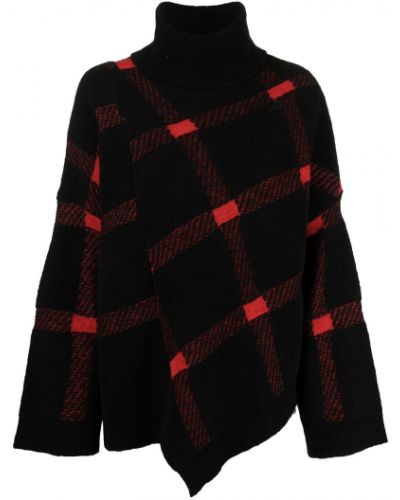 Pletený kockovaný sveter s potlačou Stella Mccartney čierna