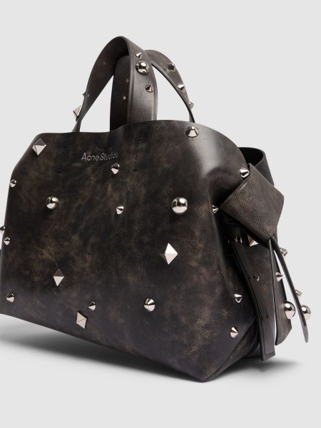 Kožna shopper torbica sa šiljcima Acne Studios smeđa