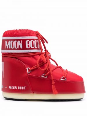 Зимни обувки за сняг с връзки с принт с дантела Moon Boot червено