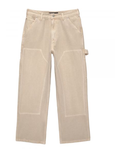 Vlnené džínsy s rovným strihom Pull&bear biela