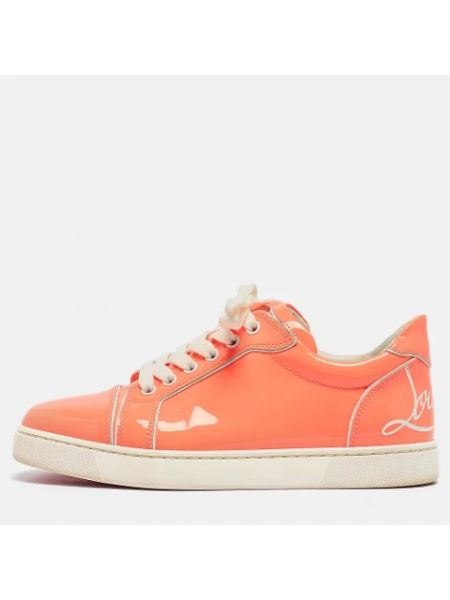Sneakersy skórzane Christian Louboutin Pre-owned pomarańczowe