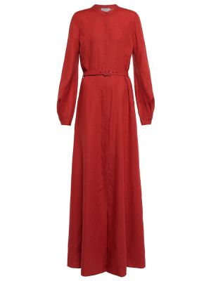 Lněné midi šaty Gabriela Hearst červené