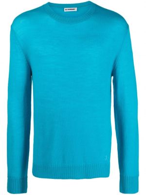 Vlnený sveter s výšivkou Jil Sander modrá