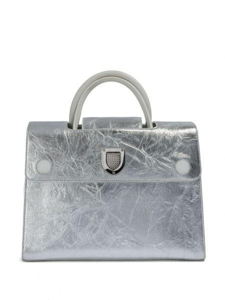 Кожени шопинг чанта Christian Dior Pre-owned сребристо
