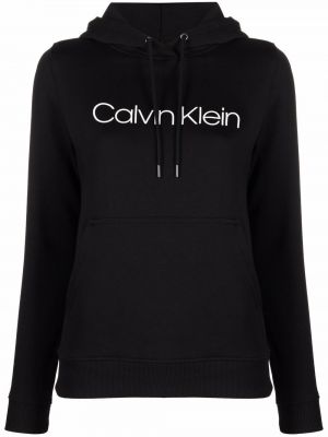 Raštuotas medvilninis džemperis su gobtuvu Calvin Klein