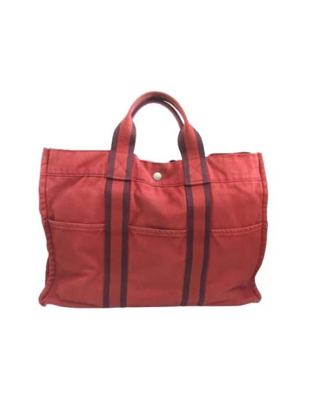 Shopperka bawełniana Hermès Vintage czerwona