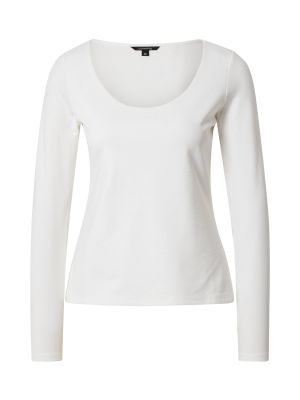 Jednofarebné priliehavé tričko s dlhými rukávmi s dlhými rukávmi Comma - biela