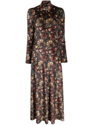 Robe longue en velours à fleurs à imprimé Rosetta Getty