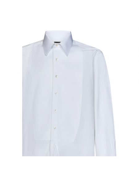 Camisa de esmoquin slim fit de algodón Tom Ford blanco