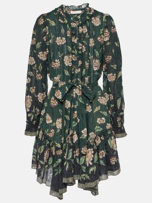 Хлопковое платье мини в цветочек с принтом Ulla Johnson черное