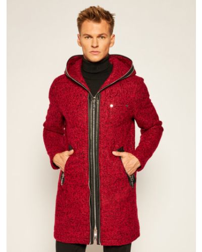 Vlnený priliehavý zimný kabát Rage Age červená