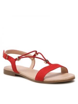Sandale din piele din nubuc Sarah Karen roșu