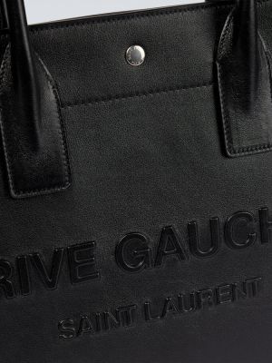 Usnjena usnjena nakupovalna torba Saint Laurent črna