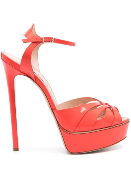 Kožne sandale od lakirane kože Casadei crvena