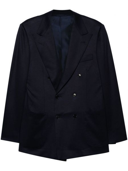 Blazer long en laine Kiton bleu