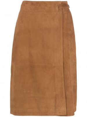 Viskózové semišové áčková sukně s kapsami Arma - hnědá