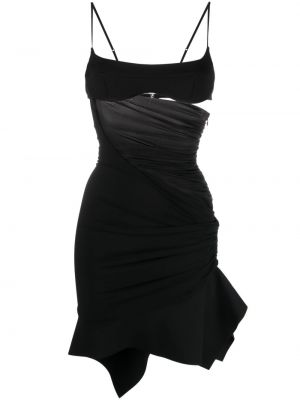 Sukienka koktajlowa szyfonowa Mugler czarna