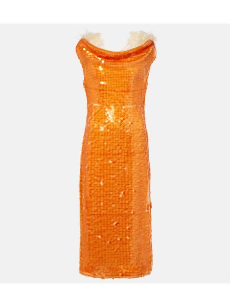 Vestito lungo con drappeggi Xu Zhi arancione