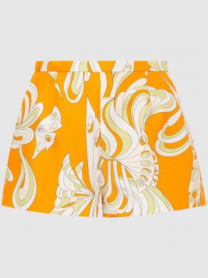 Оранжевые шелковые шорты с принтом Emilio Pucci