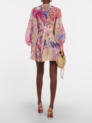 Svilena obleka s cvetličnim vzorcem Camilla roza