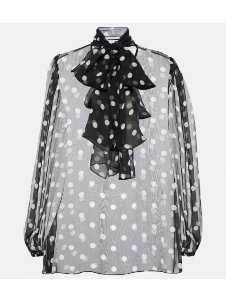Копринена блуза с панделка от шифон Dolce&gabbana черно