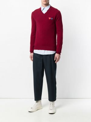 Herzmuster strick pullover Comme Des Garçons Play rot