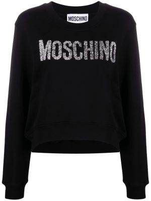 Kokvilnas kapučdžemperis Moschino melns