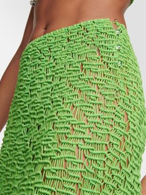 Βαμβακερή midi φούστα με κρόσσια Roberta Einer πράσινο