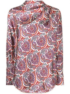 Svilena bluza s potiskom s paisley potiskom Alberto Biani vijolična