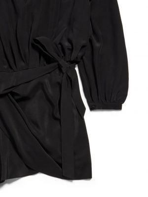 V-kaelusega siidist kleit Balenciaga must