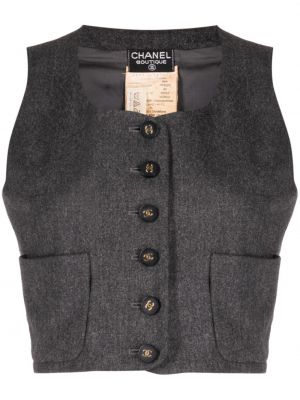 Вълнен елек с копчета Chanel Pre-owned сиво