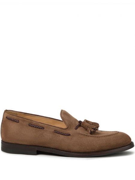 Loafers zamszowe Brunello Cucinelli brązowe