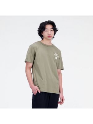 T-shirt en coton avec manches courtes en jersey New Balance vert