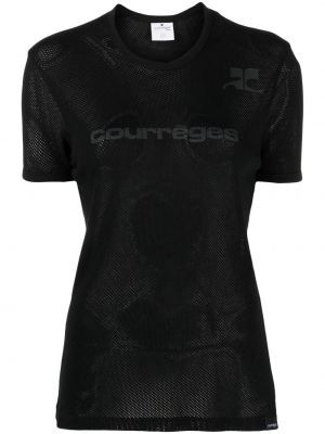 Прозрачна тениска с принт Courreges черно