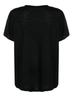 T-shirt en lin avec manches courtes Dkny noir