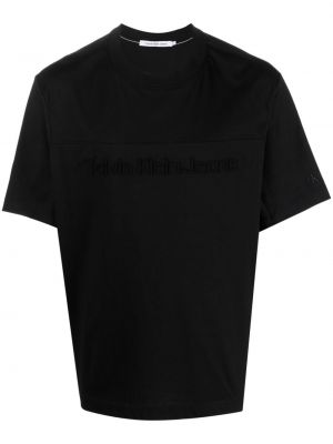 T-shirt ricamato di cotone Calvin Klein Jeans nero