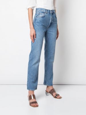 Proste jeansy relaxed fit Reformation niebieskie