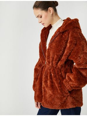 Oversized παλτό με κουκούλα Koton κόκκινο