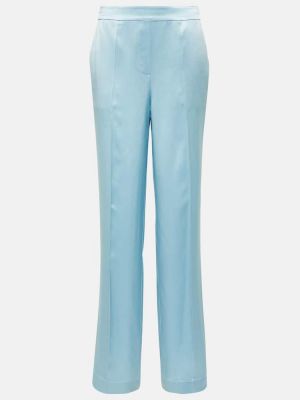 Копринени сатенени прав панталон Joseph синьо