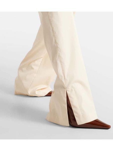 Pantaloni cu talie înaltă din bumbac cu croială lejeră Saint Laurent alb