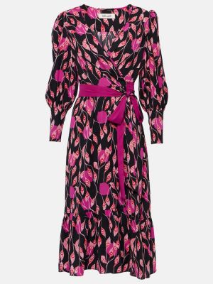 Vestido midi con estampado de crepé Diane Von Furstenberg rosa