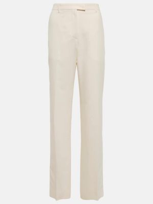 Bavlněné rovné kalhoty s vysokým pasem The Row - bílá