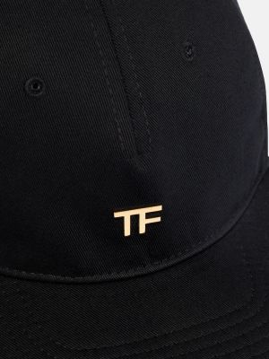 Памучна шапка с козирки Tom Ford черно