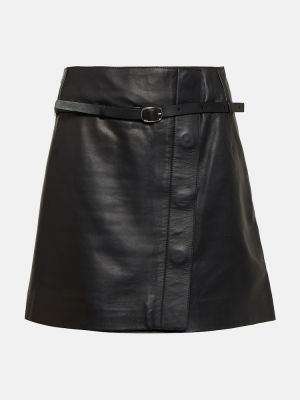 Kožená sukňa Yves Salomon čierna