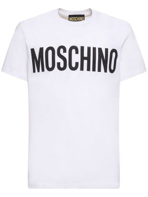 Trykt bomuld t-shirt Moschino hvid