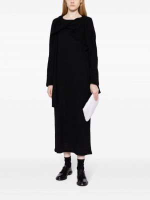 Vlněné midi šaty Yohji Yamamoto černé