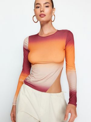 Dzianinowa bluzka gradientowa asymetryczna Trendyol pomarańczowa