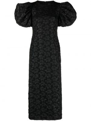 Midi obleka s cvetličnim vzorcem iz žakarda Rotate črna