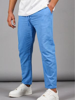 Панталон от муселин Madmext синьо