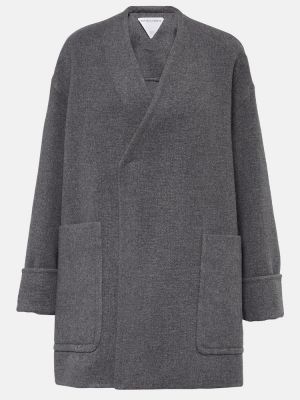 Kašmírový krátký kabát Bottega Veneta sivá